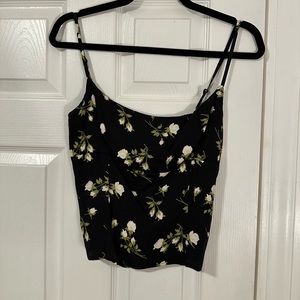 Reformation Black Floral Tank Top